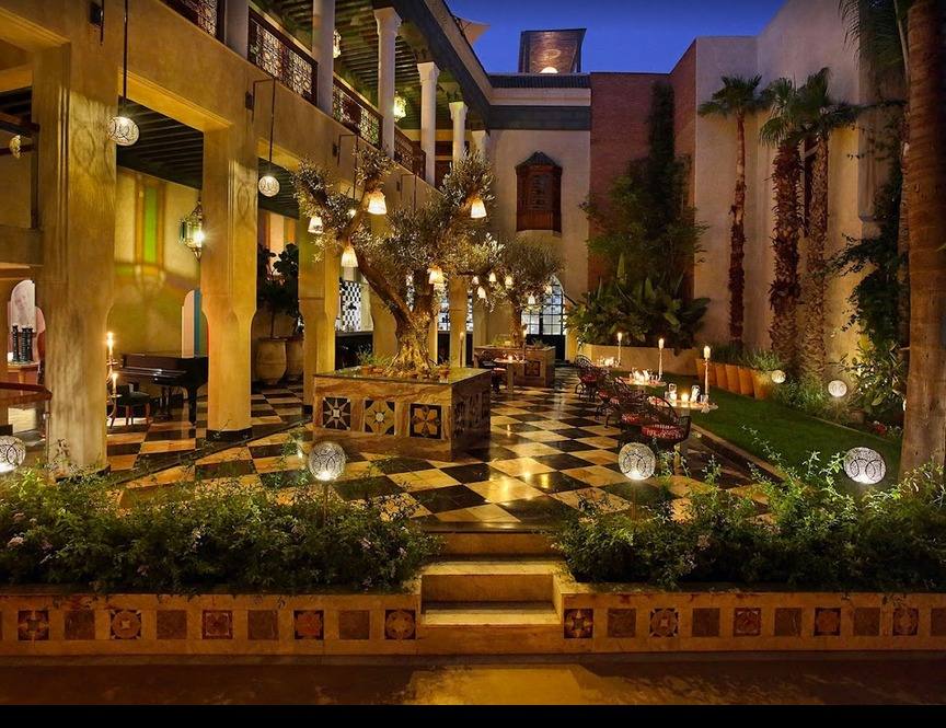 Riad courtyard at night, Marrakech